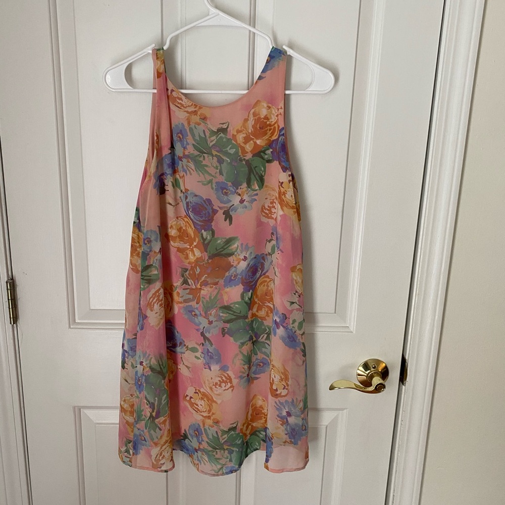 Floral dress with low bow back